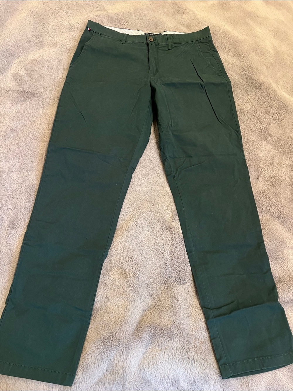 Tommy Hilfiger Women's Green Regular Fit Stretch Chino Twill Pants Pockets 32x32